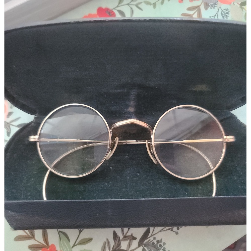 1/10 12k G/f Gold 1920s Child's Frames Glasses Prescription With Case 4" Wide